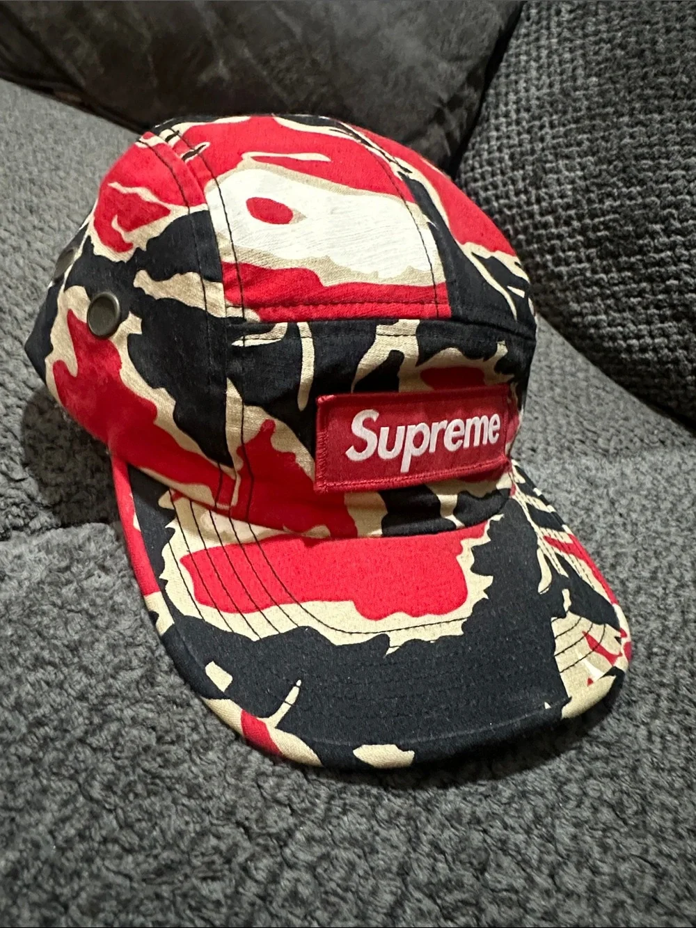 Supreme Red Black Tiger Camo Camp Cap RARE  deadstock